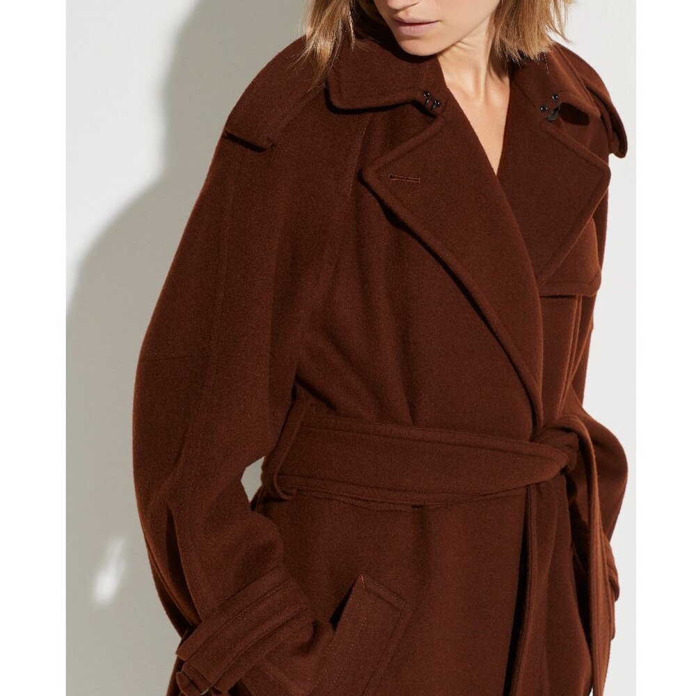 NWT Vince Belted Soft Wool Blend Lined Trench Coat, Small, Medium, Large